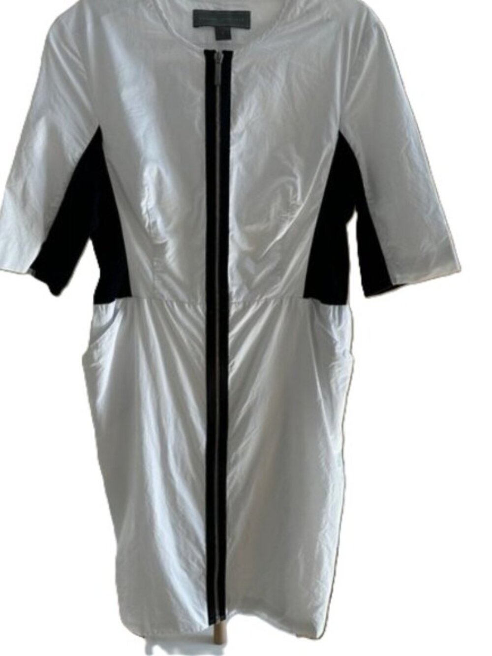 Proenza Schouler White Label Size 8 Color Block Zip Dress Black Mid Length